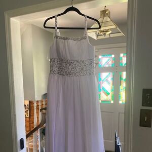Whit beaded, formal dress corset in back